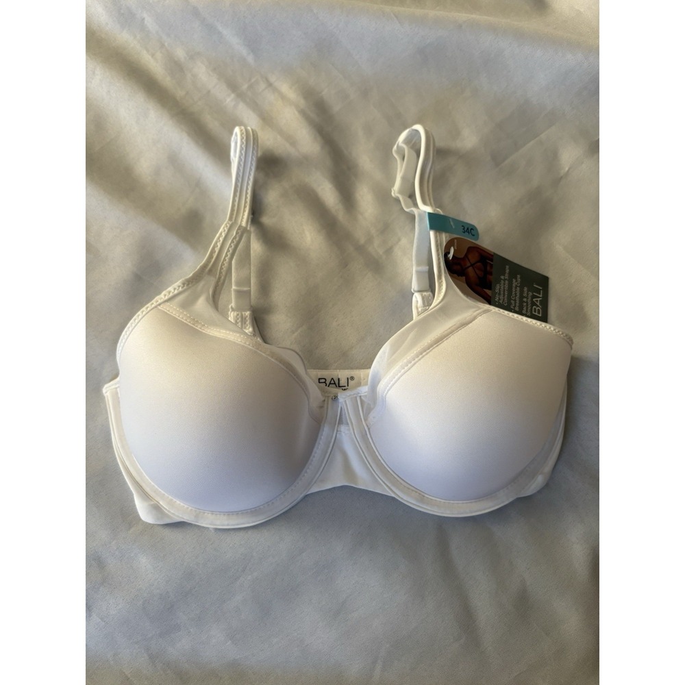 NEW Bali Underwire T-Shirt Bra 34C Ultra-Light Smoothing Spacer Bra DF3439 White